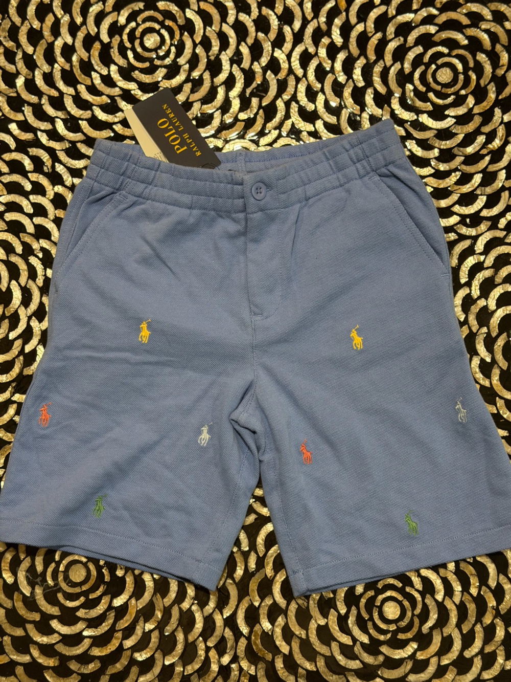 Polo by Ralph Lauren Blue Kids Shorts with Multicolor Pony Embroidery